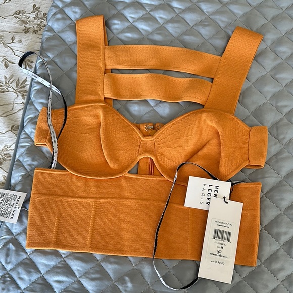 Herve Leger Orange Bandage Skirt and Top Set - Picture 4 of 5